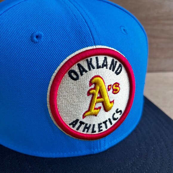 MITCHELL & NESS TOPPS OAKLAND A’s FITTED 7 3/8 HAT Structured Embroidered NEW - Picture 2 of 6